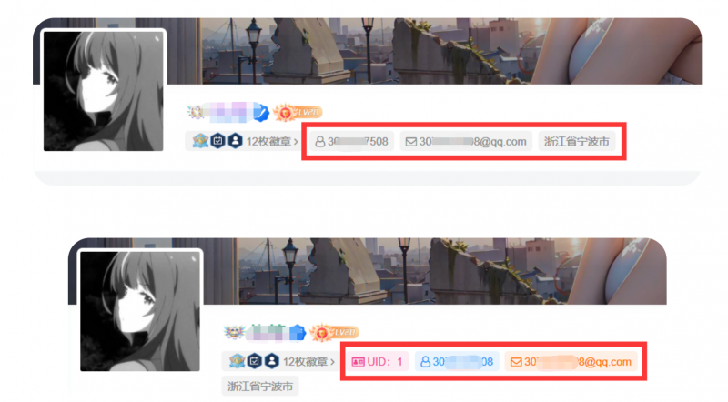子比主题美化-用户中心添加UID、用户名、邮箱按钮美化