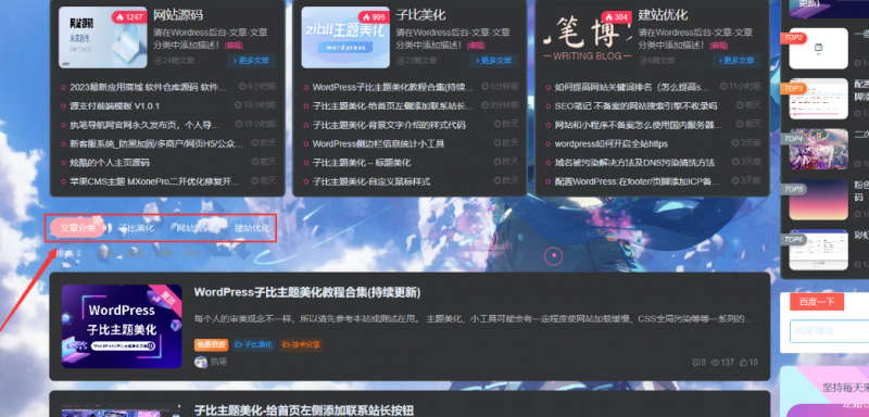子比主题美化-分类栏目美化