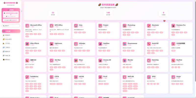 app应用资源导航站源码，纯html页面