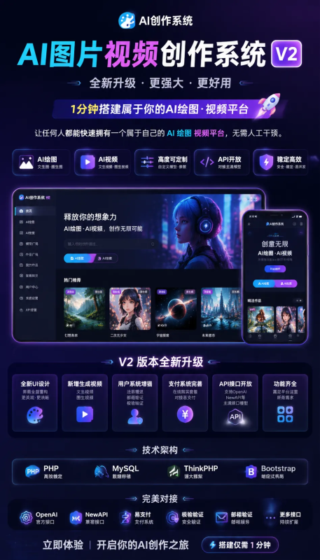 【全网首发】AI图片视频创作系统V2版本-雾祈心语