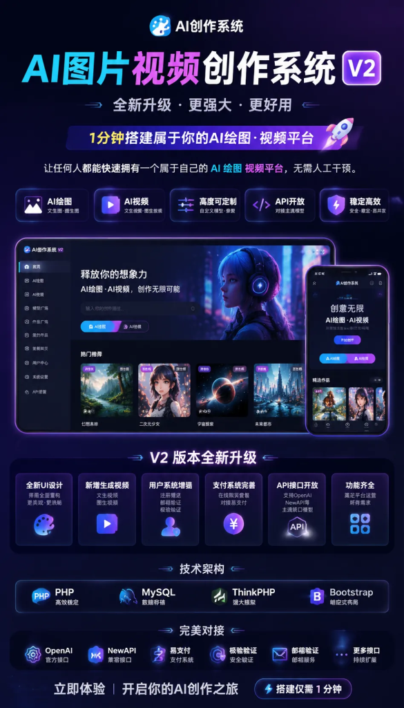 【全网首发】AI图片视频创作系统V2版本-雾祈心语